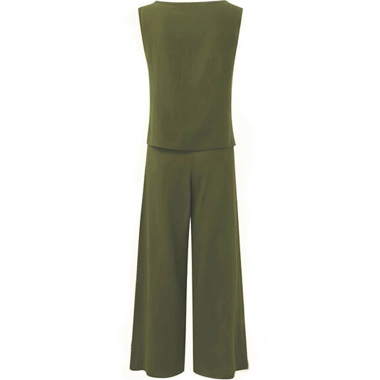 Women's 2-piece Minimalist Solid Color Casual Pants And Vest Set