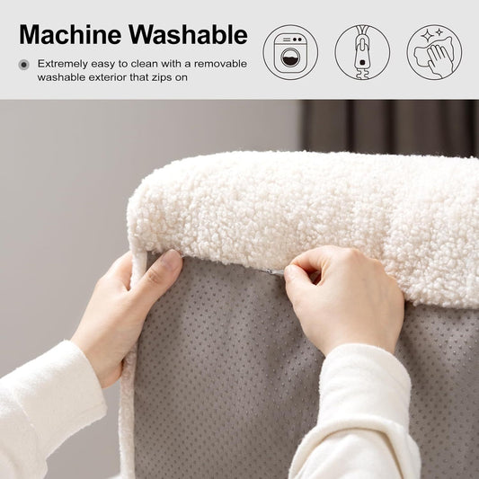 MEWOOFUN Washable Small Dog Bed - 25.6x19.7x7.9 Inch Waterproof Pet Bed With Removable Cover & Non-Slip Bottom For Puppies & Kittens Grey